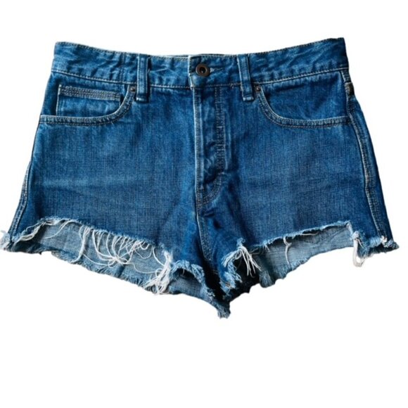 FREE PEOPLE High Rise Button Fly Cutoff Jean Shorts - Size 27 - Picture 1 of 6